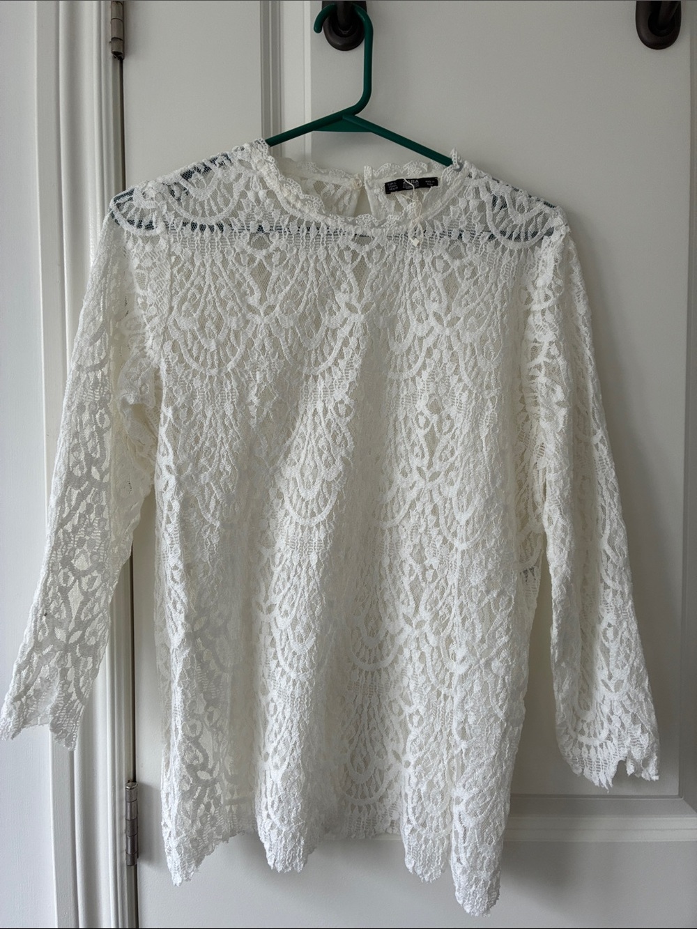 Zara White Lace High-Neck Blouse